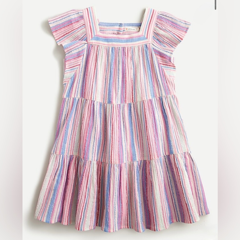 Girls J Crew Tiered Striped Dress. Size 5.